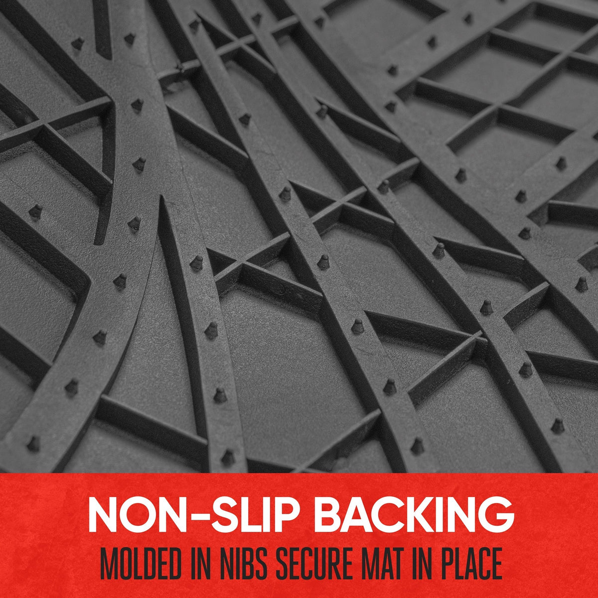 MotorTrend 4-Piece Two-Tone Non-Slip Heel Pad Front Floor Mats and Rear Floor Mats - Heavy Duty, All Weather, Trim to Fit