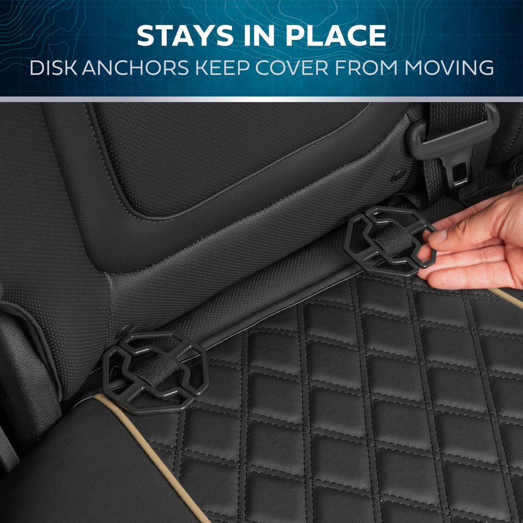 MotorBox 2-Pack Prestige Edition Premium Faux Leather Diamond Stitched Cushion Front Seat Covers