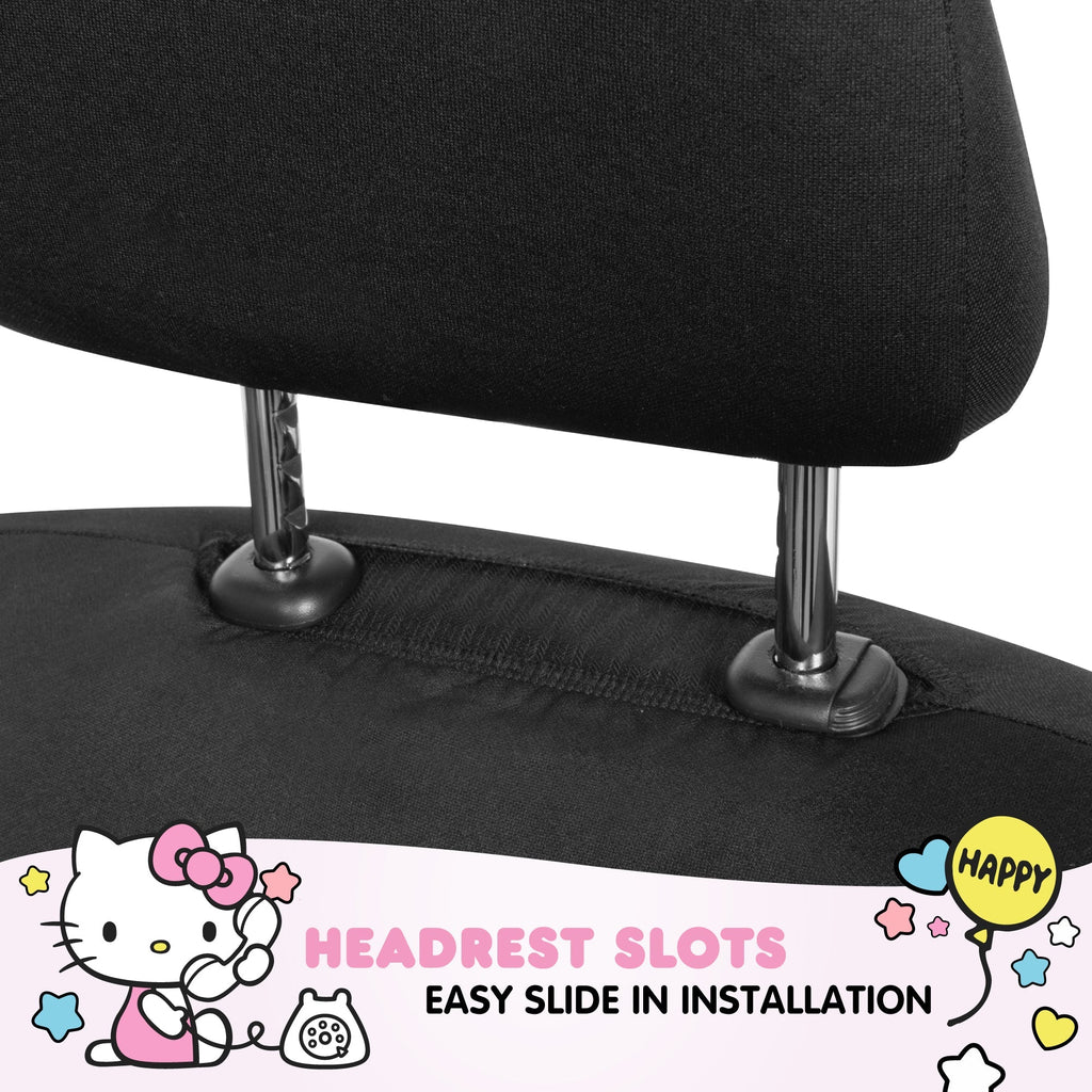 Hello Kitty Car Seat Covers - Cute and Durable Pink Front Seat Covers, Adorable Hello Kitty Design, Comfortable and Long-Lasting Polyester, Car Accessories Gift Hello Kitty Accessories 2pc Black/Pink