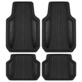 MotorTrend 4-Piece Shield Two-Tone Gloss Front Floor Mats and Rear Floor Mats - Heavy Duty, All Weather, Trim to Fit - Black
