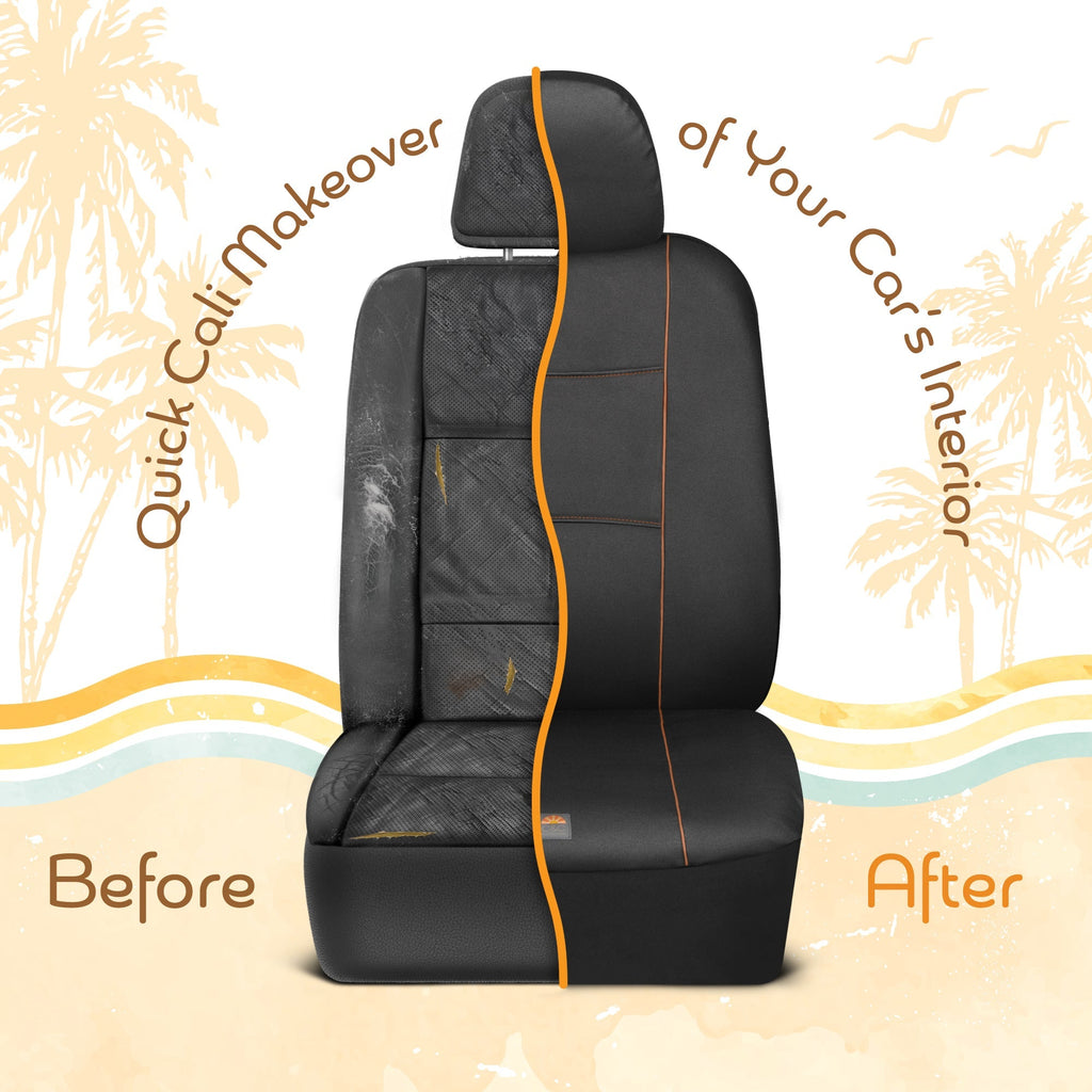 C&C Napa Leatherette 2 Front Seat Covers - Faux Leather Car Seat Protectors for Cars & Trucks - UV-Resistant, Easy to Clean, Universal Fit - Stylish Coastal Design for Summer Car Interior Upgrade