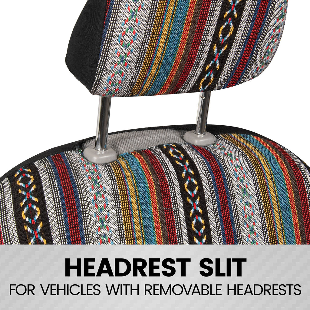 BDK 9-Piece Striped-Woven Saddle Front Seat Covers and Rear Seat Covers