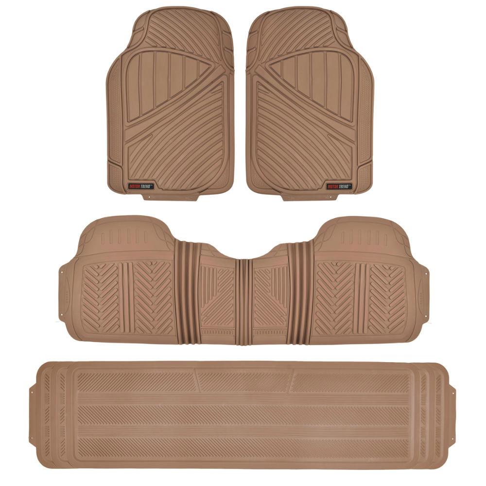 MotorTrend 4-Piece 3-Rows Extra-High Ridgeline Front Floor Mats, Middle Floor Mat, and Rear Floor Mat