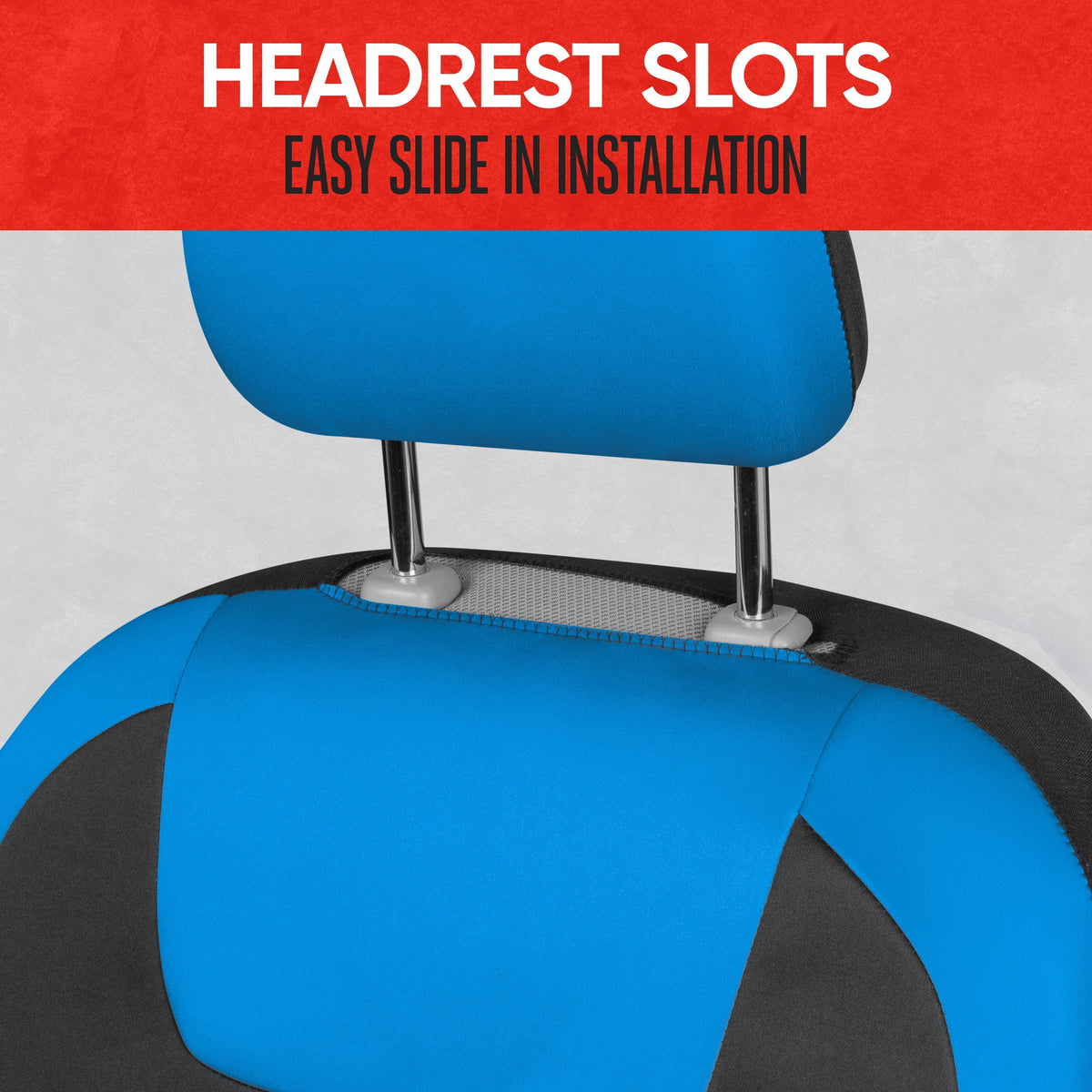 MotorTrend 2-Pack Premium Two-Tone Neoprene Front Seat Covers - Blue/Black