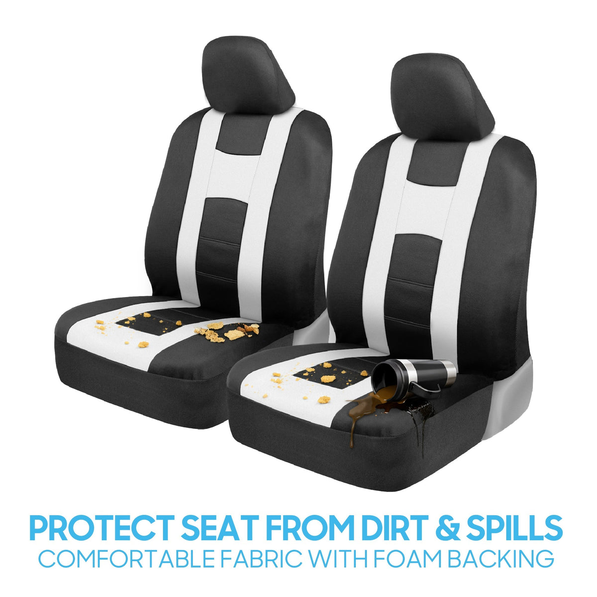 BDK 9-Piece Rome Sport Front Seat Covers and Rear Seat Covers - Black/White