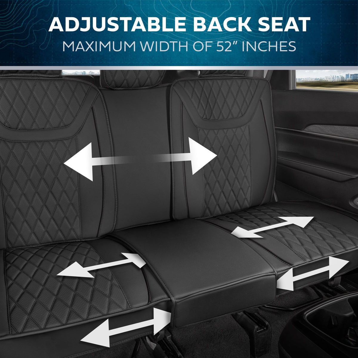 MotorBox 7-Piece Ranch Edition Premium Faux Leather Diamond Stitched Cushion Rear Seat Covers