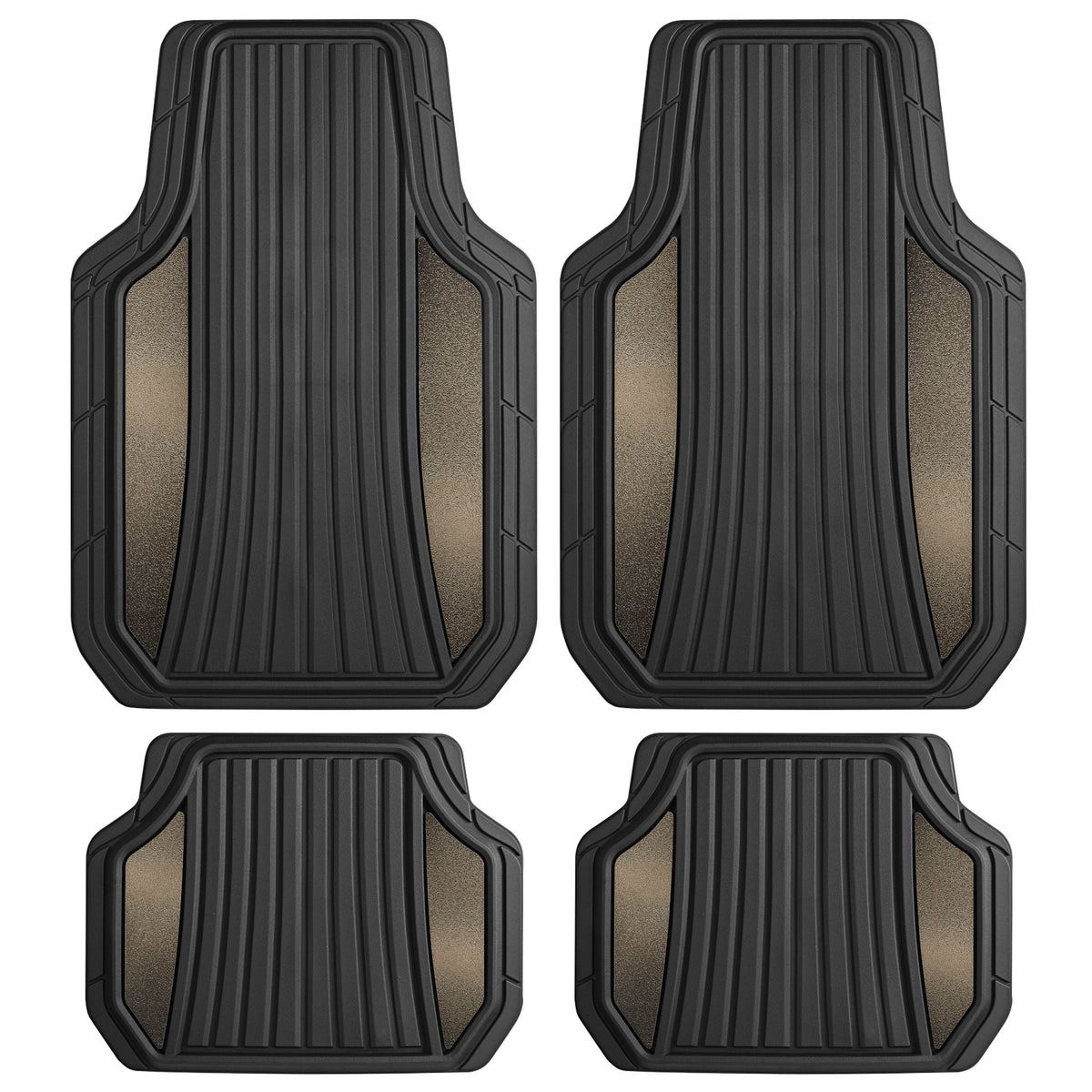 MotorTrend 4-Piece Shield Two-Tone Gloss Front Floor Mats and Rear Floor Mats - Heavy Duty, All Weather, Trim to Fit - Gray