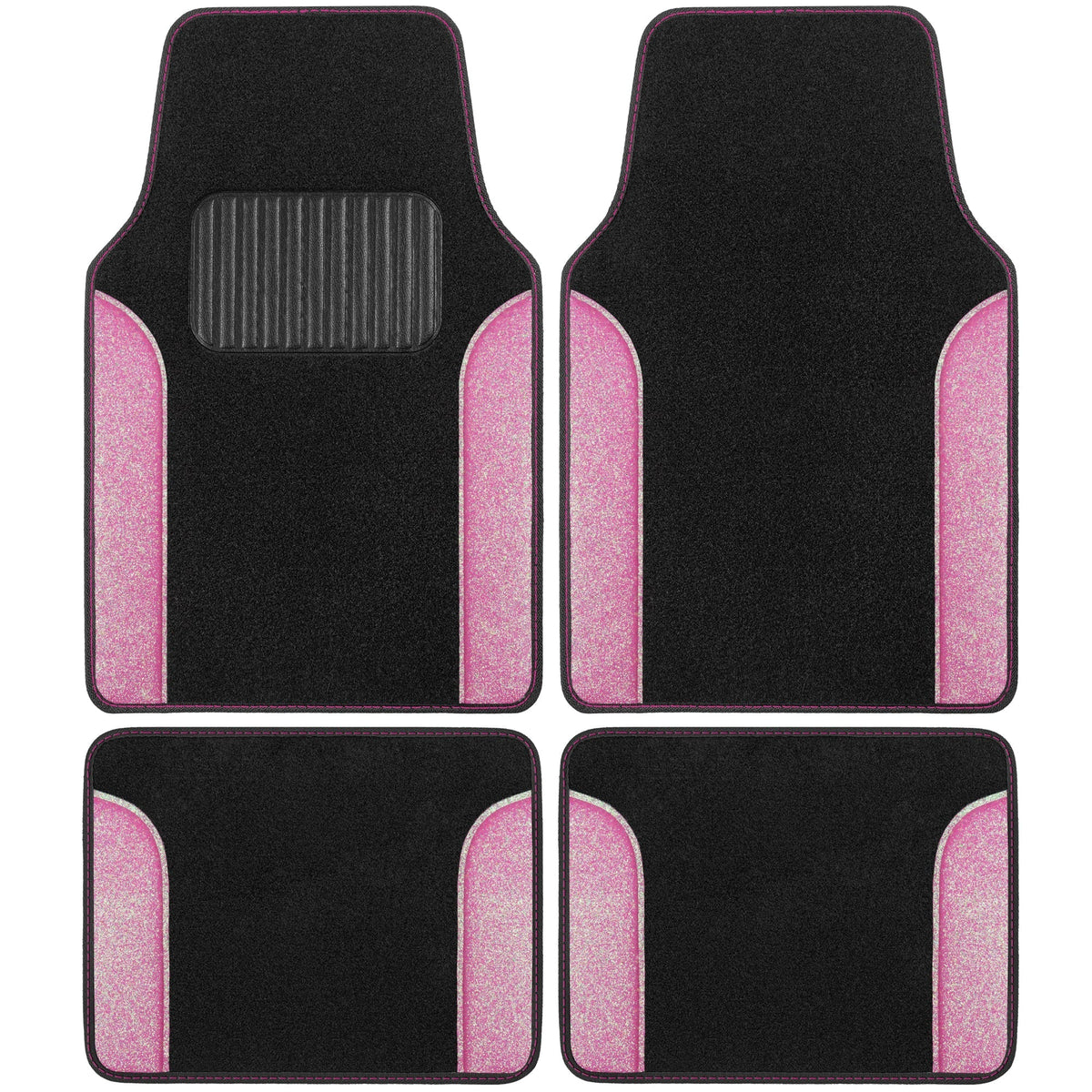 Carbella 4-Piece Sparkle Glitter Front Floor Mats and Rear Floor Mats