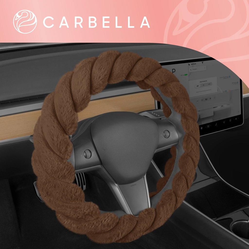Carbella Twisted Plush Fur Steering Wheel Cover (Fits 14.5" - 15.5")