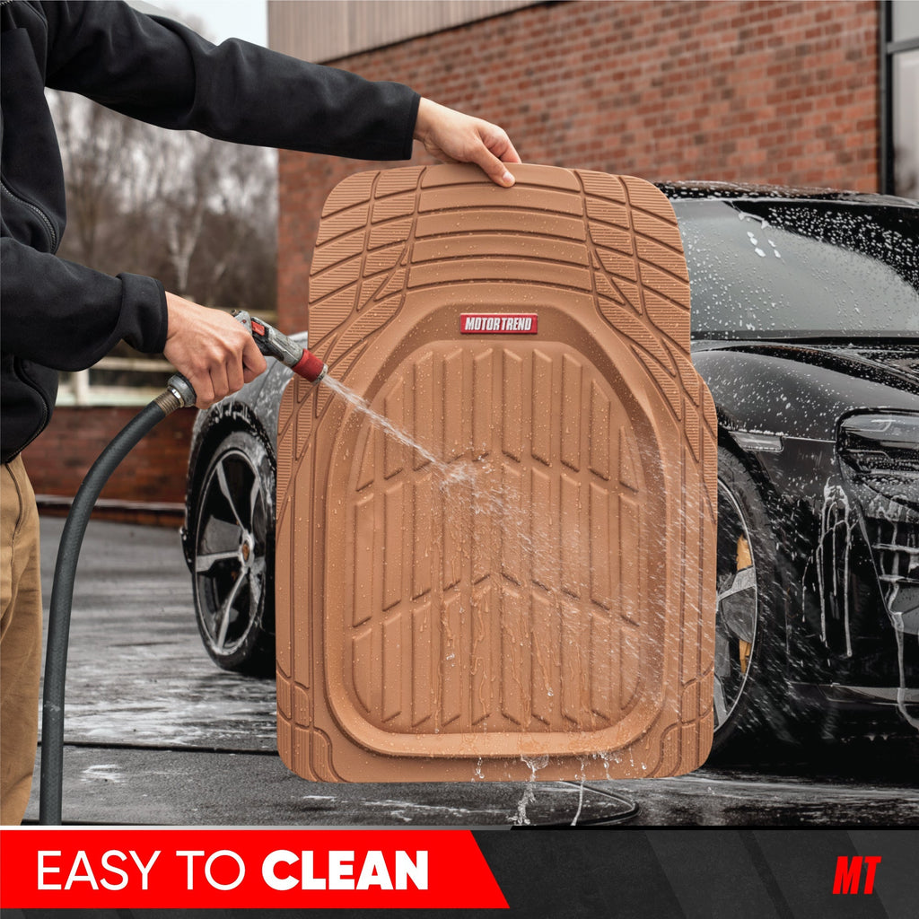 MotorTrend 4-Piece FlexTough Deep Dish Front Floor Mats, Rear Floor Mat, and Trunk/Cargo Mat - Heavy Duty, All Weather, Trim to Fit