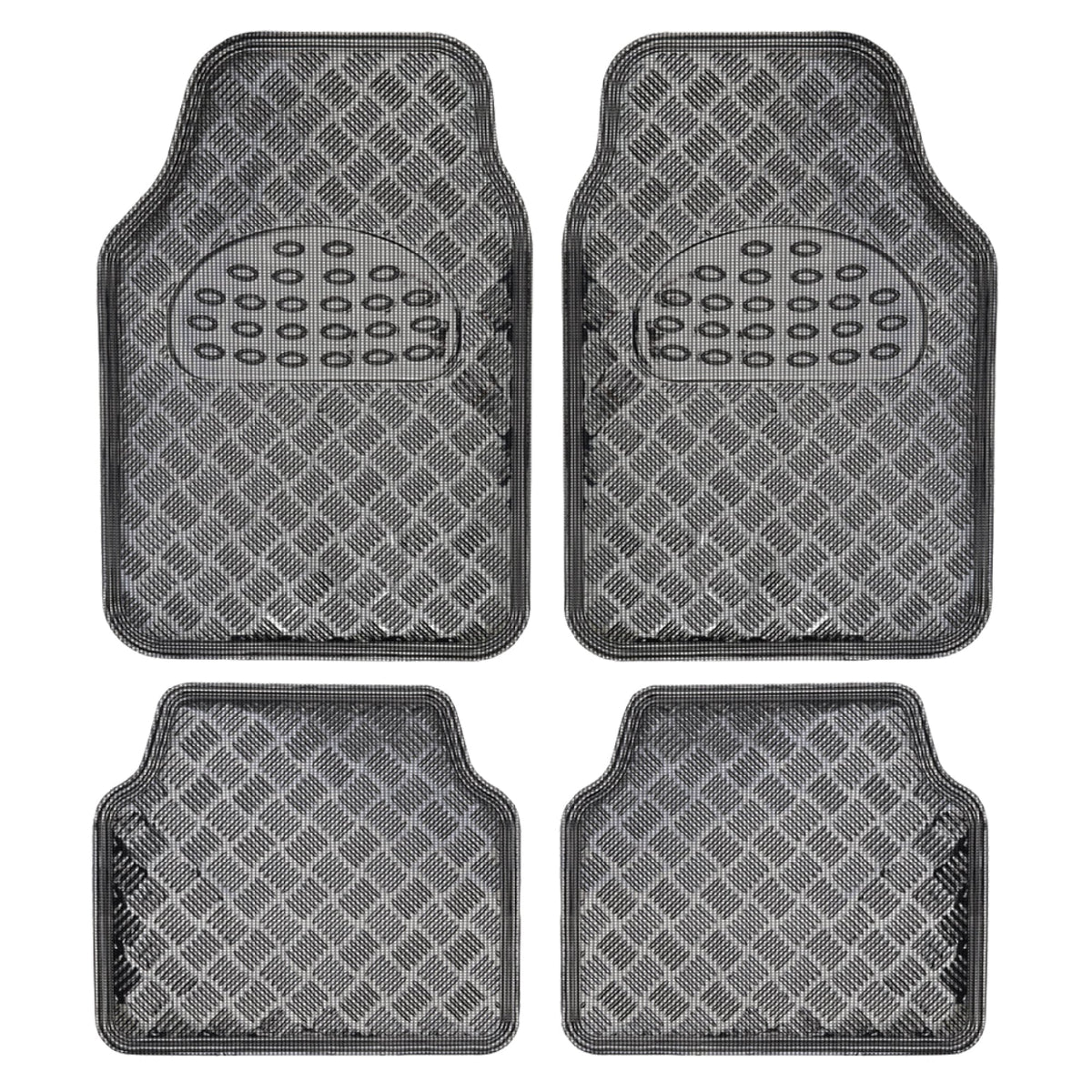 BDK 4-Piece Translucent Centered Cushioned Grip Pad Front Floor Mats and Rear Floor Mats - Heavy Duty, All Weather