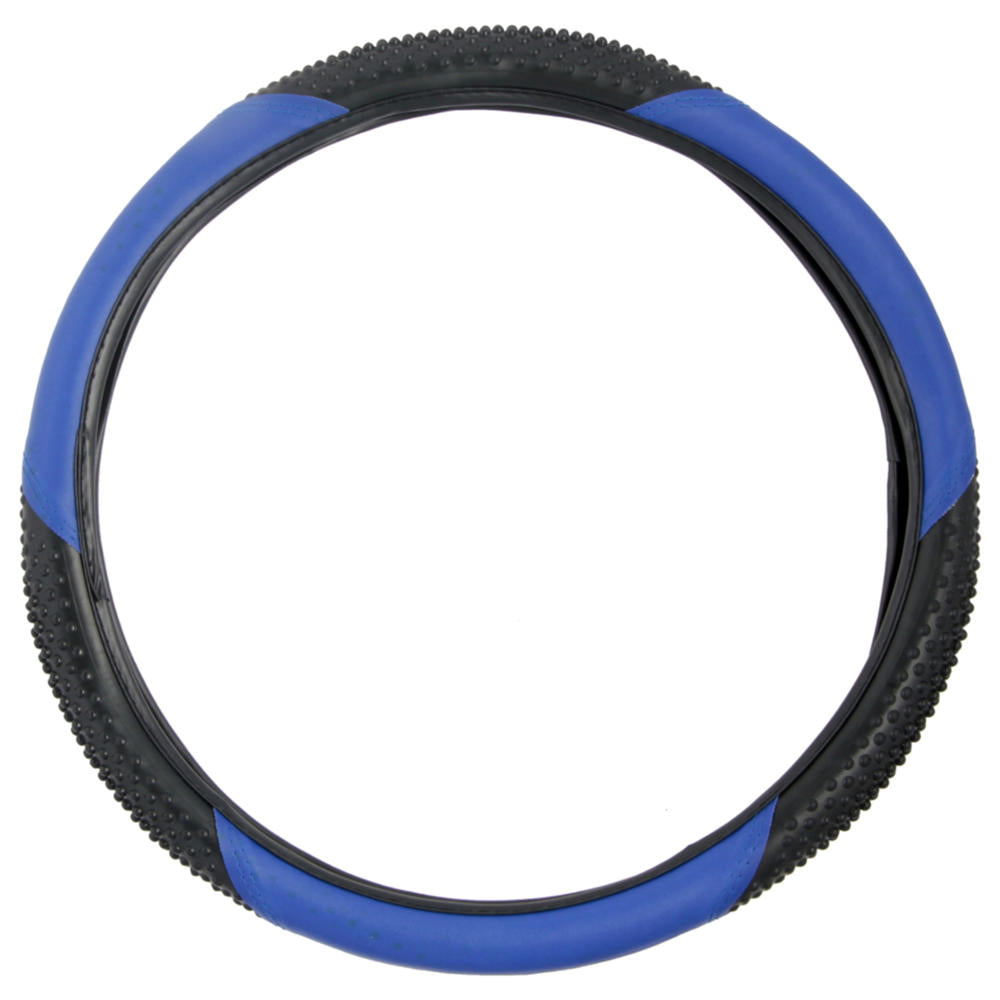 BDK Ergonomic Sport Massage Grip Steering Wheel Cover (Fits 14.5" - 15.5") - Blue