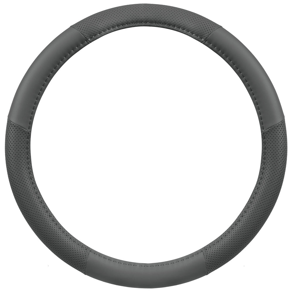 MotorTrend Soft Touch Perforated Microfiber Steering Wheel Cover (Fits 14.5" - 15.5") - Gray