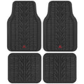 MotorTrend 4-Piece Grand Prix Tire Tread Front Floor Mats anmd Rear Floor Mats - Heavy Duty, All Weather, Trim to Fit - Black
