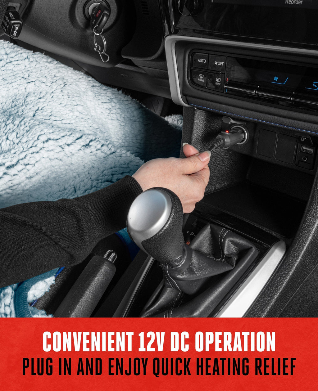 MotorTrend 12v Heated Plush Fleece Blanket for Cars, SUVs, Trucks, Vans, with 9v plug (58" x 42")