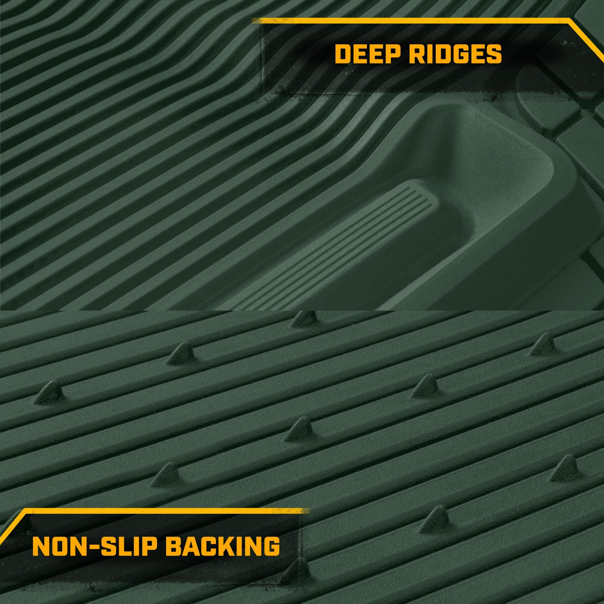 Cat® ToughLiner™ Car Floor Mats - Heavy Duty Trim To Fit Mat For Trucks - Car Mats & SUV Floor Liners for Car - All-Weather Truck Accessories & Odorless Rubber Automotive Mats - Green