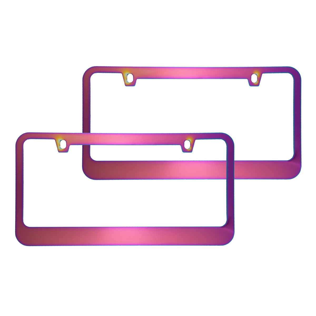 Chrome Plated Rust-Proof Die-Cast Stainless Metal License Plate Frame/Holder Universal Size - Blank Metal Design (Pack of 2)