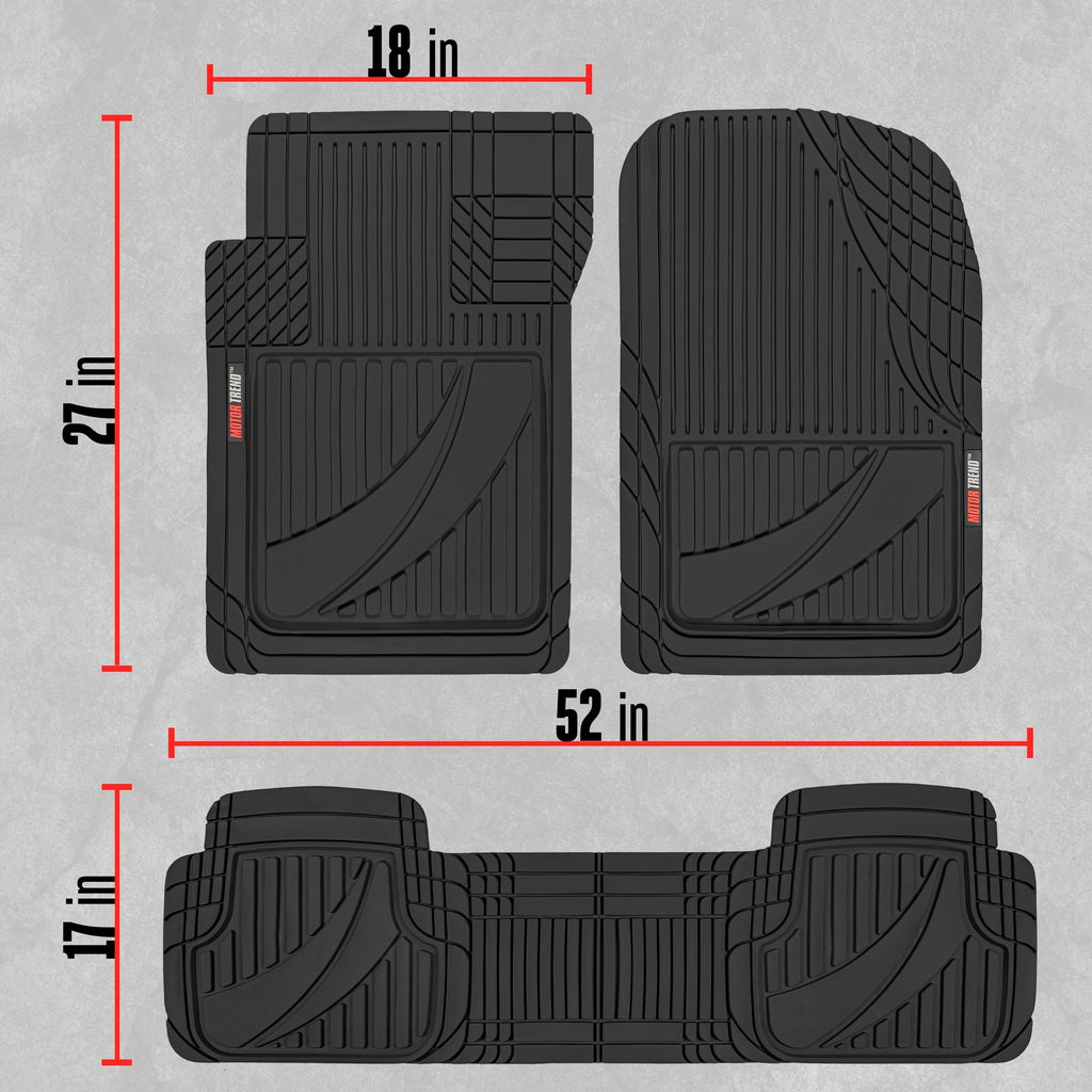 MotorTrend 3-Piece FlexTough Advanced Rubber Multi-Channel Front Floor Mats and Rear Floor Mat