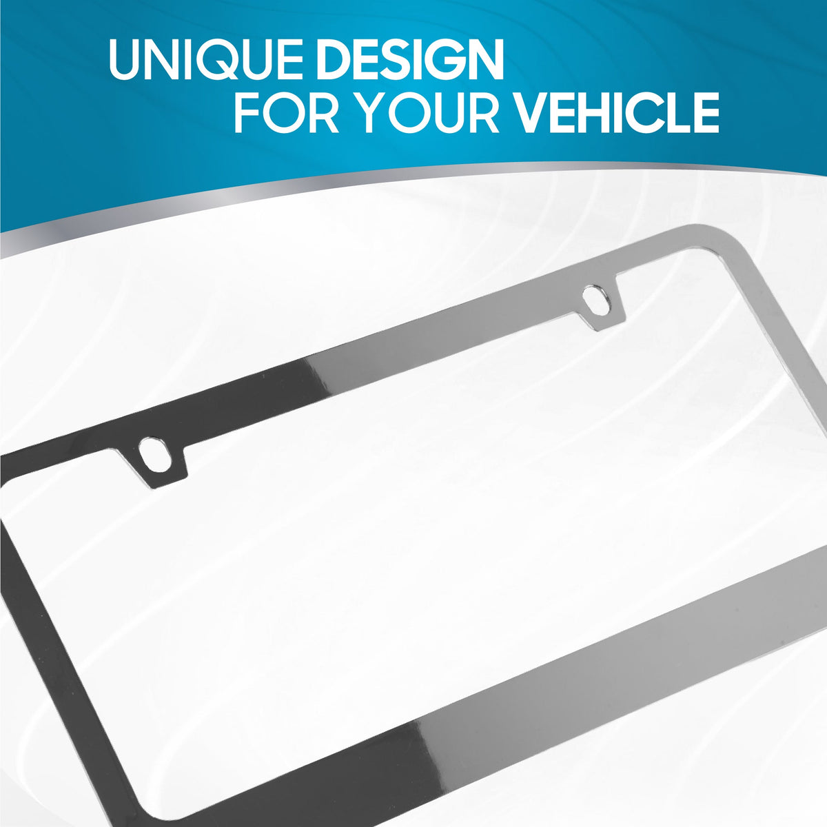 Chrome Plated Rust-Proof Die-Cast Stainless Metal License Plate Frame/Holder Universal Size - Blank Metal Design (Pack of 2)