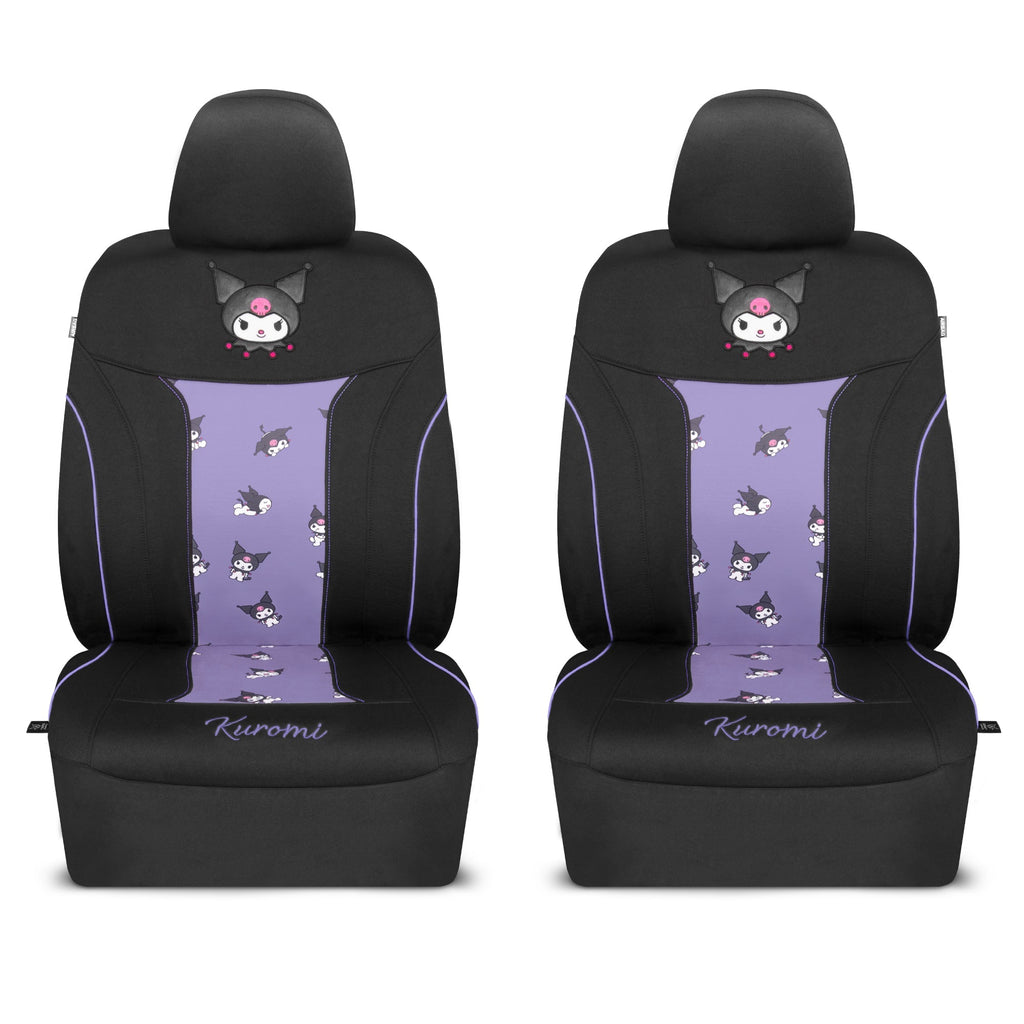 Hello Kitty Kuromi Car Seat Covers - Cute Black and Purple Front Seat Covers with Lavender Accents, Durable and Comfortable Polyester, Car Accessories Hello Kitty Accessories 2pc