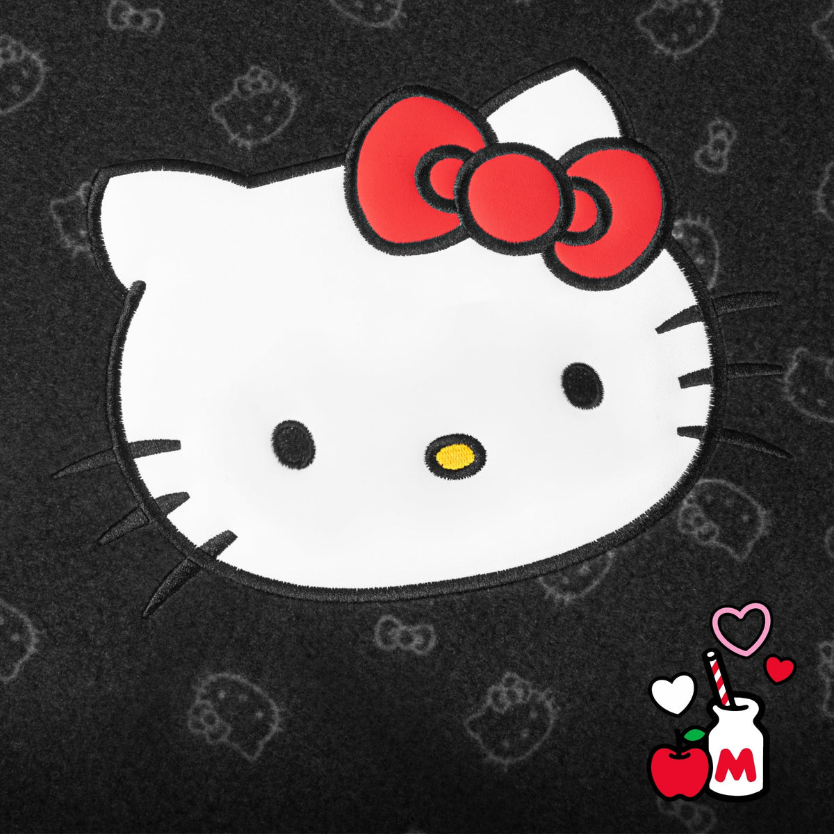 Hello Kitty Carpet Car Floor Mats - Universal Fit for Cars, SUVs & Trucks - Black with Red Bow & Hello Kitty Print - Front & Rear Set, 4 Piece Car Accessories
