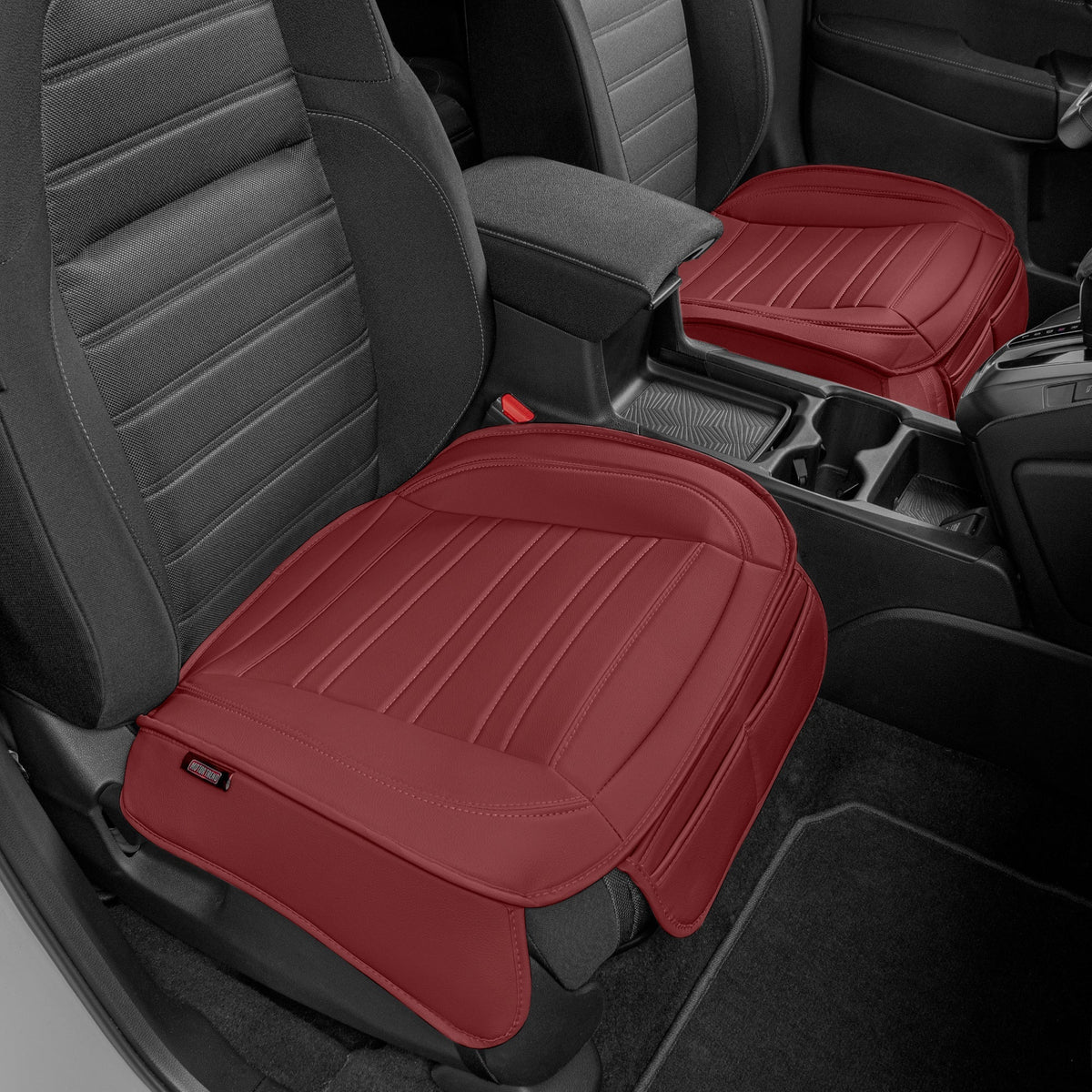 Motor Trend Faux Leather Front Seat Cover for Cars - Set of 2 Burgundy Front Car Seat Covers for SUV & Truck with Storage Pockets - Automotive Car Seats Cover Protector - Bottom Cushion Coverage Only