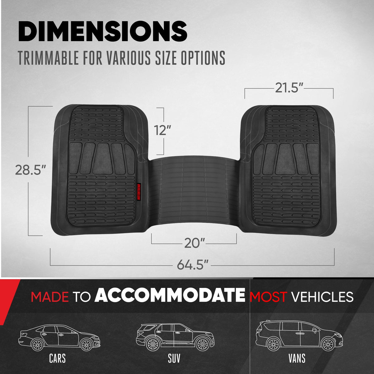 MotorTrend WingRunner Rear Floor Mat - Trim to Fit