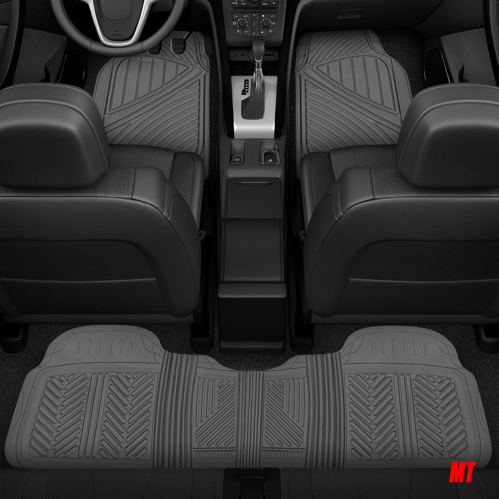 MotorTrend 4-Piece FlexTough Performance Deep Channel Front Floor Mats, Rear Floor Mat, and Trunk/Cargo Mat - Heavy Duty, All Weather, Trim to Fit