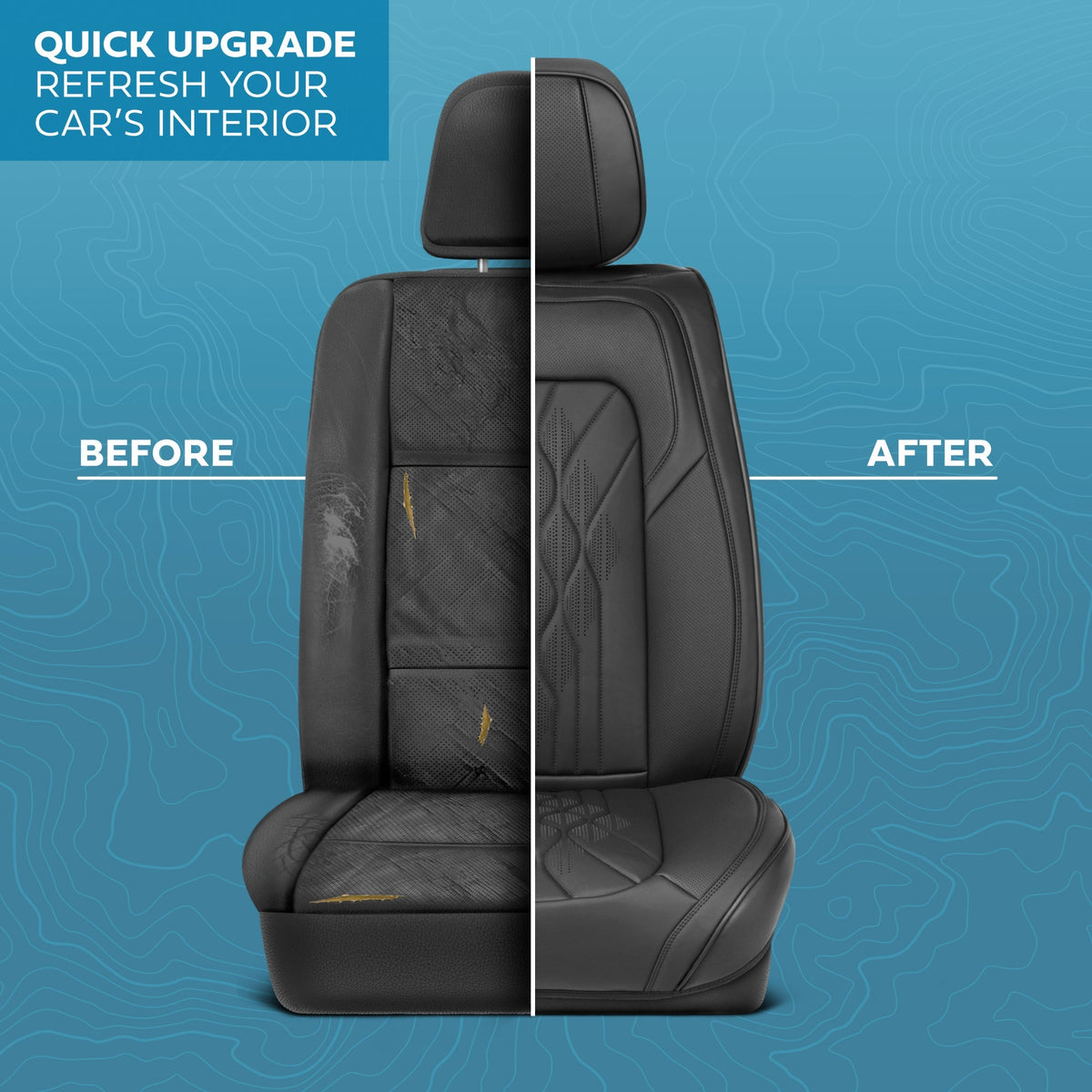 MotorBox Elite Edition Faux Leather Seat Covers for Cars, Trucks, & SUV - 2 Black Car Seat Covers for Front Seats - Universal Fit Car Accessories Automotive Interior Cover Protector for Most Vehicles
