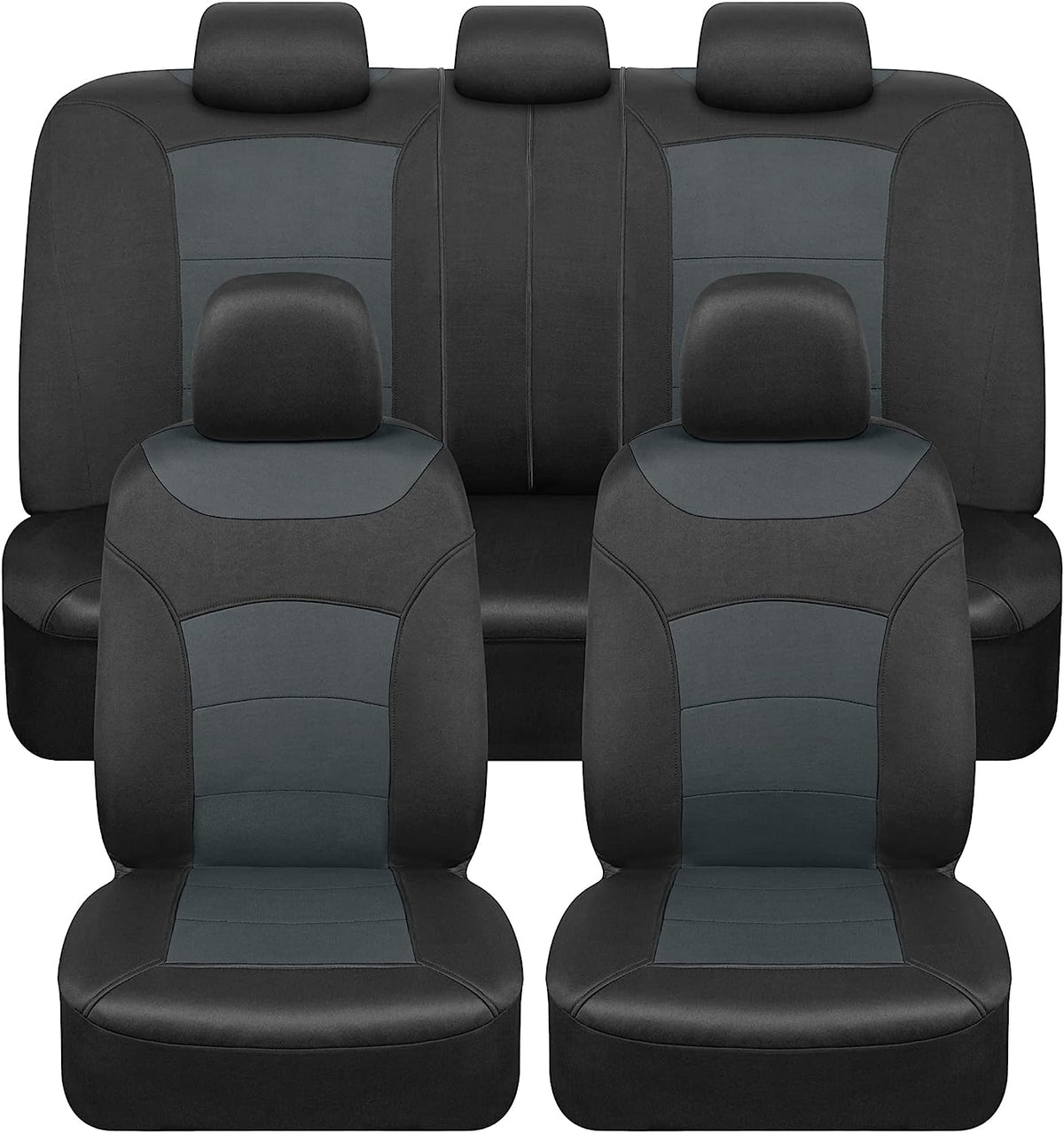 BDK carXS Turismo Car Seat Covers Full Set, Beige Two-Tone Front Seat Covers with Split Rear Bench Back Seat Cover, Automotive Seat Covers for Trucks SUV Van Auto (Multiple Colors)