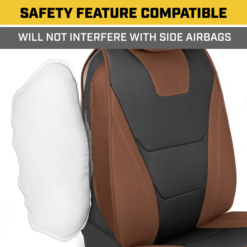 CAT 2-Pack EDGE Deluxe Front Seat Covers - Brown
