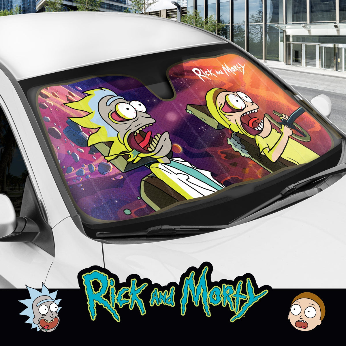 Rick and Morty Car Windshield Sun Shade Accordion Style for Car Front Windshield Window - 58" (W) x 27" (L)