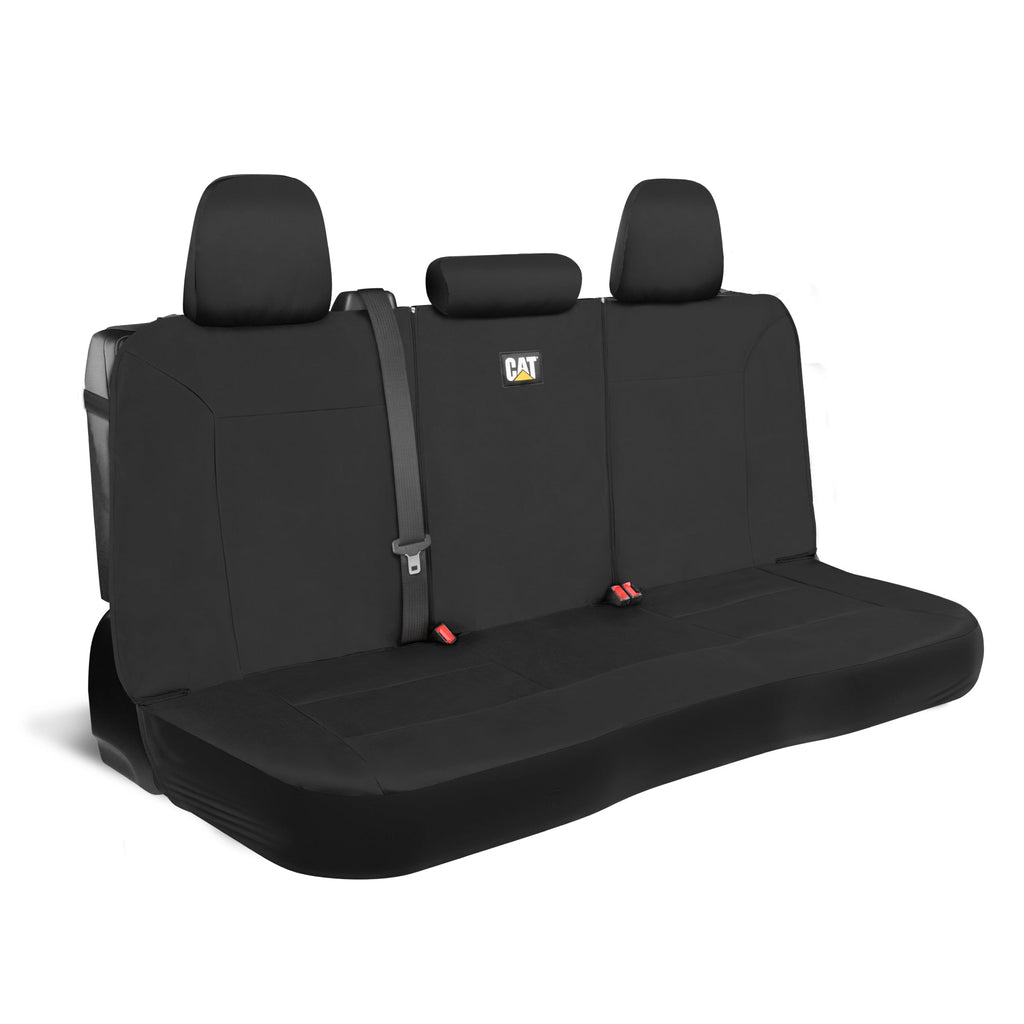 CAT Black Rear Seat Cover for Trucks, Cars & SUVs – Heavy-Duty Oxford Canvas – 60/40 Split Bench Protector – Durable Back Seat Cover for Work Trucks, Pets, Travel – Car & Truck Interior Accessory