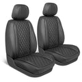 MotorBox Elite Edition Faux Leather Seat Covers for Cars, Trucks, & SUV - 2 Black Car Seat Covers for Front Seats - Universal Fit Car Accessories Automotive Interior Cover Protector for Most Vehicles