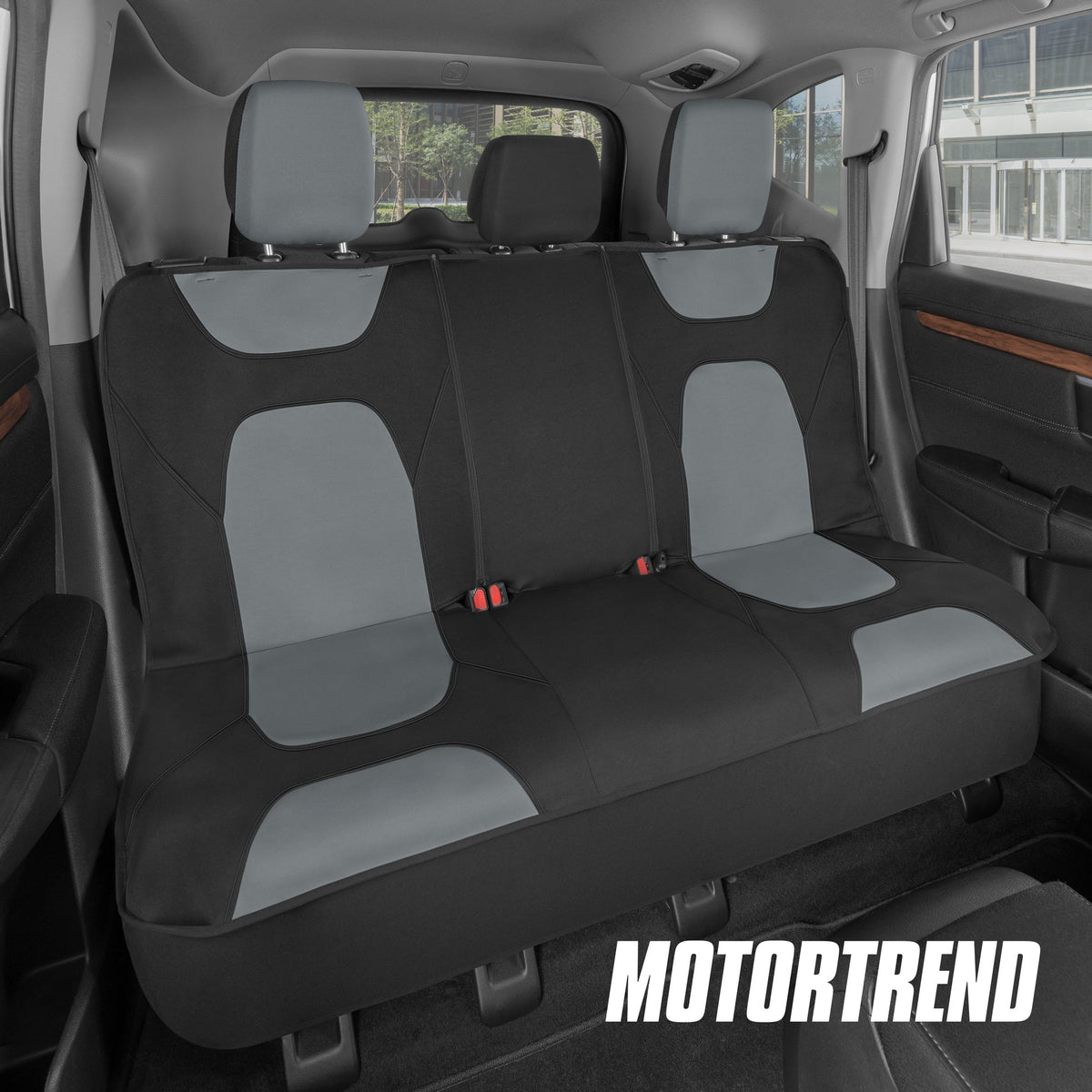 MotorTrend AquaShield Water-Proof Two-Tone Neoprene Rear Seat Covers - Gray