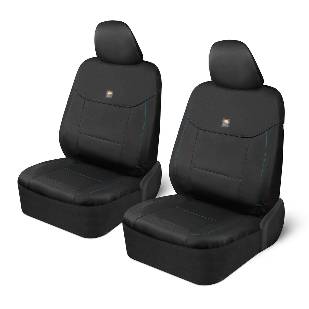C&C Napa Leatherette 2 Front Seat Covers - Faux Leather Car Seat Protectors for Cars & Trucks - UV-Resistant, Easy to Clean, Semi-Universal Fit - Stylish Coastal Design for Summer Car Interior Upgrade