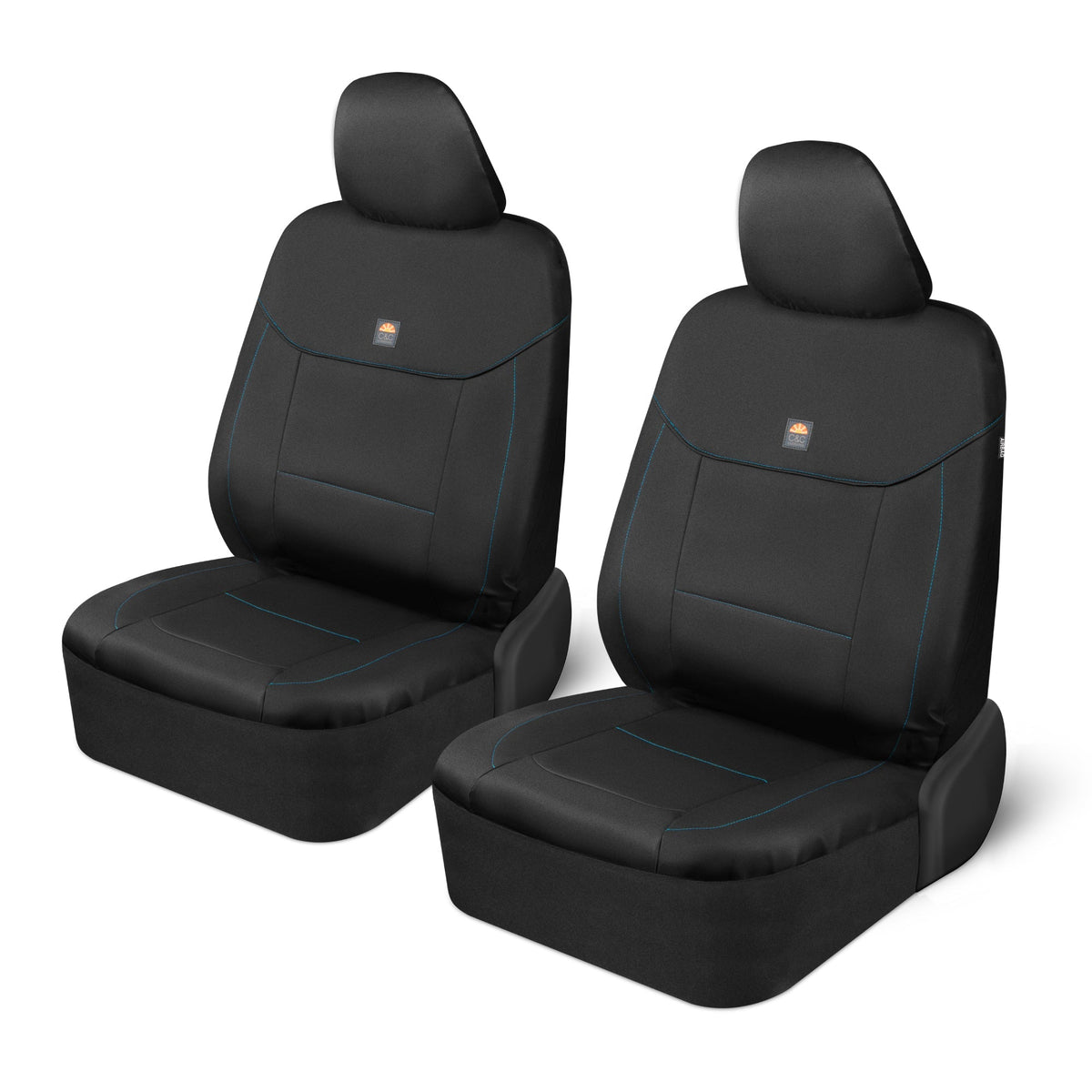 C&C Napa Leatherette 2 Front Seat Covers - Faux Leather Car Seat Protectors for Cars & Trucks - UV-Resistant, Easy to Clean, Semi-Universal Fit - Stylish Coastal Design for Summer Car Interior Upgrade
