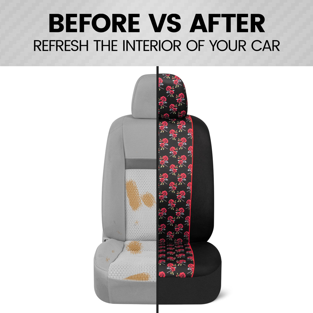 BDK 2-Pack Red Roses Front Seat Covers