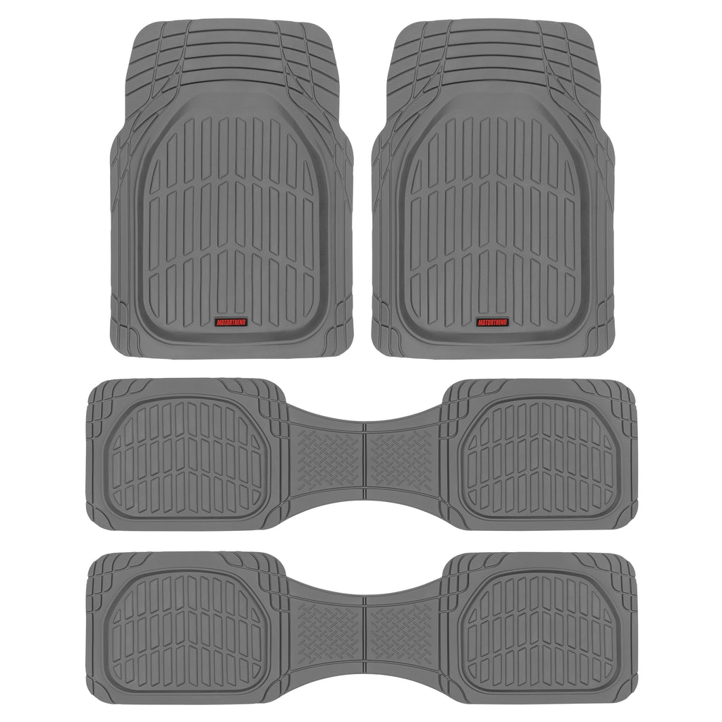 MotorTrend 4-Piece 3-Rows FlexTough Deep Dish Front Floor Mats, Middle Floor Mats, and Rear Floor Mat