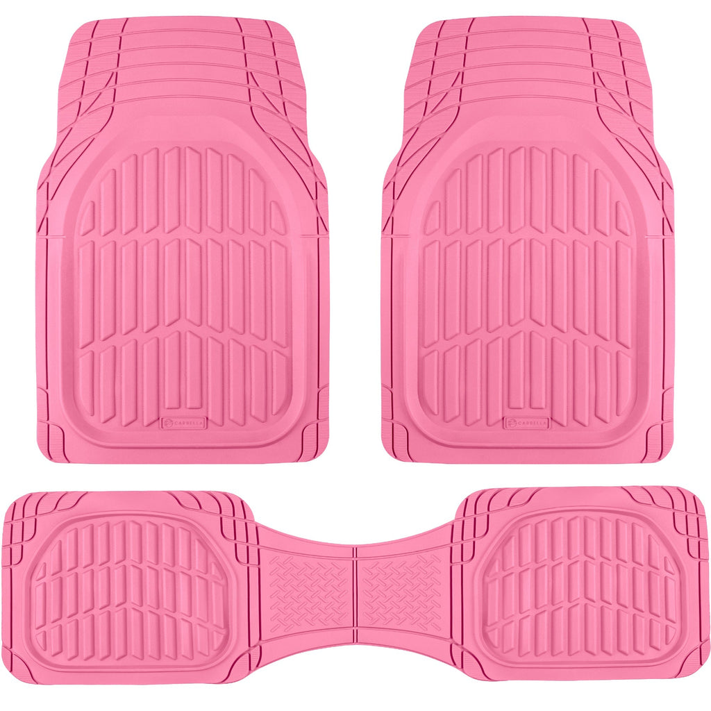 Carbella 3-Piece FlexTough Deep Dish Rubber Front Floor Mats and Rear Floor Mats - Heavy Duty, All Weather, Trim to Fit