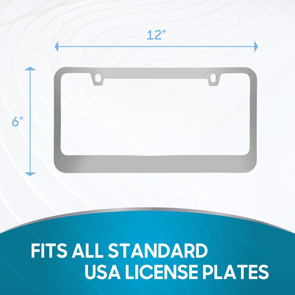 Chrome Plated Rust-Proof Die-Cast Stainless Metal License Plate Frame/Holder Universal Size - Blank Metal Design (Pack of 2)