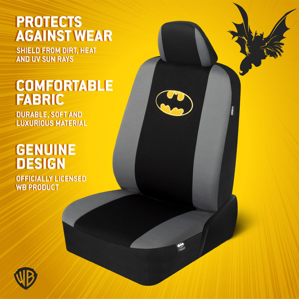 Warner Bros DC Comics 9-Piece Batman Dark Knight Logo Front Seat Covers and Rear Seat Covers