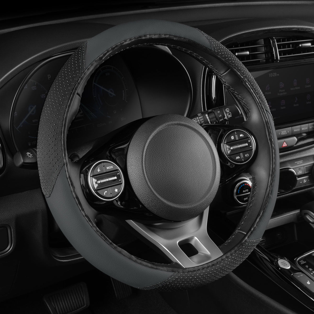 BDK SootheGrip MassageTouch Steering Wheel Cover (Fits 14.5" - 15.5") - Charcoal