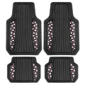 Hello Kitty Car Mats 4pc Floor Mats for Cars Trucks SUVs Kawaii Car Floor Mats for Women Men Accessories Rubber Heavy Duty Cute Non-Slip Always Front Rear Hello Kitty Car Accessories Classic Black with Red Bows