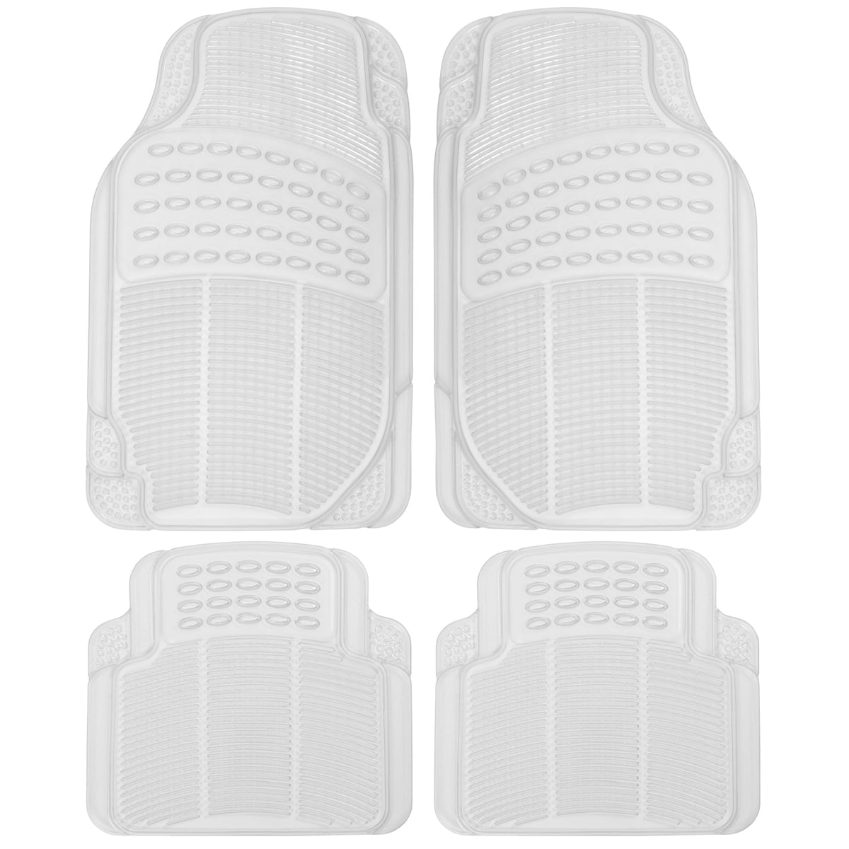 BDK 4-Piece Cushioned Grip Pad Front Floor Mats and Rear Floor Mats - Heavy Duty, All Weather, Trim to Fit - Clear