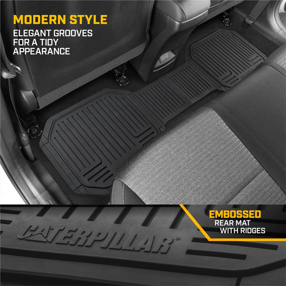 CAT® Heavy-Duty 4 Piece Black Floor Mats for Cars, Trucks & SUVs – Trim-to-Fit All-Weather Rubber Car Mats Full Set, Waterproof Interior Accessories, Car Rug Protection & Automotive Floor Liners