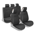 MotorBox 11-Piece Ranch Edition Premium Faux Leather Diamond Stitched Cushion Front Seat Covers and Rear Seat Covers