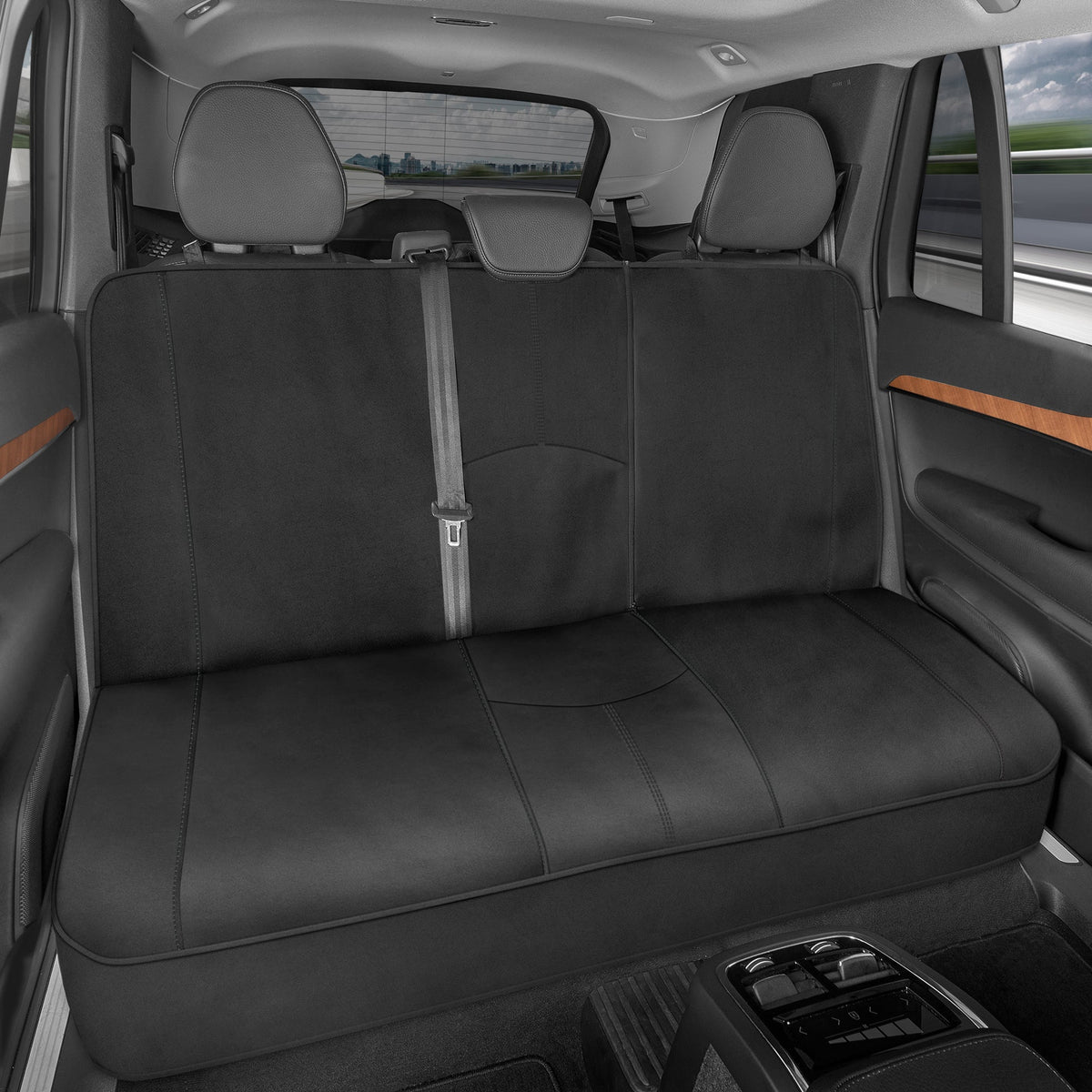 Motor Trend SpillGuard Waterproof Rear Split Bench Seat Covers for Trucks Rear Seat Cover Only - Black Car Seat Covers, Back Seat Covers Only - Durable Neoprene Spill Resistant for Kids & Dogs