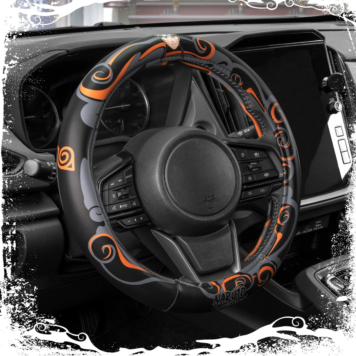 Naruto Shippuden Car Steering Wheel Cover, 15 Inch Anime Steering Wheel Cover, Cushioned Soft Comfortable Cover Anime Car Accessories for Men Women, Nine Tails