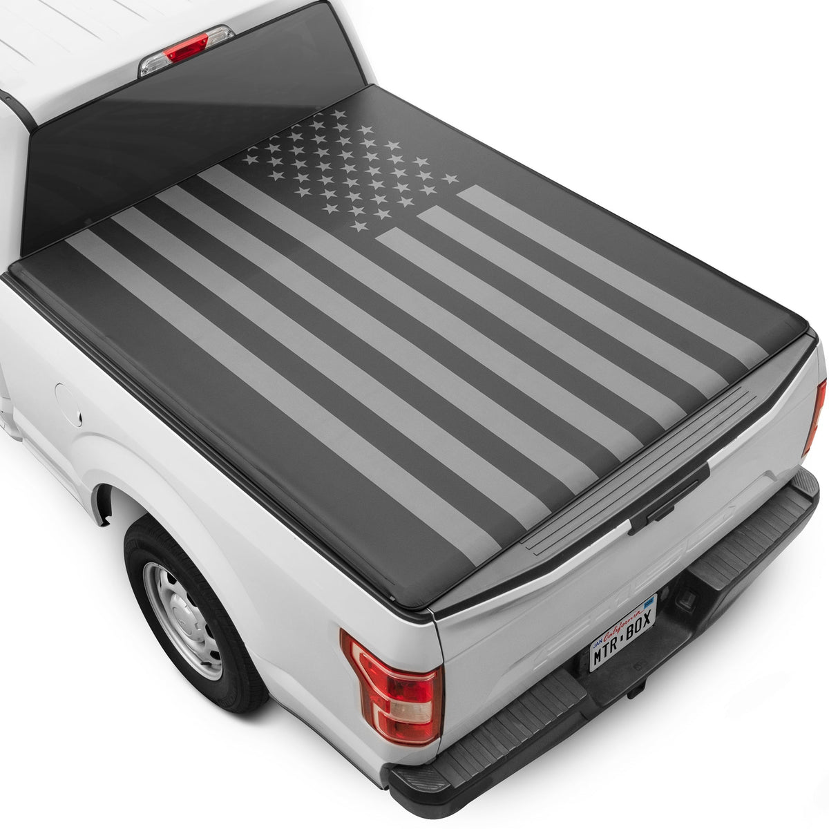 MotorBox USA Black American Flag Soft Roll-Up Retractable Tonneau Cover for Chevrolet Silverado 1500 (2007 - 2018), GMC Sierra 1500 (2007 - 2018) - 5.8' bed